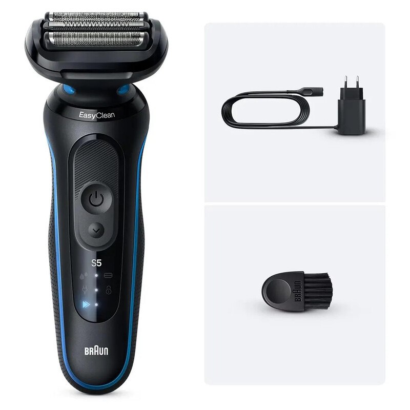 BRAUN Series 5 52‑B1000s Herren elektrischer Folienrasierer, 3 flexible Klingen, Turbo- & Normalmodus, EasyClean-System, Nass- & Trockenrasur 100 % wasserdicht, 50 Minuten kabellose Laufzeit, 5 Minuten Schnellladung, Hergestellt in Deutschland