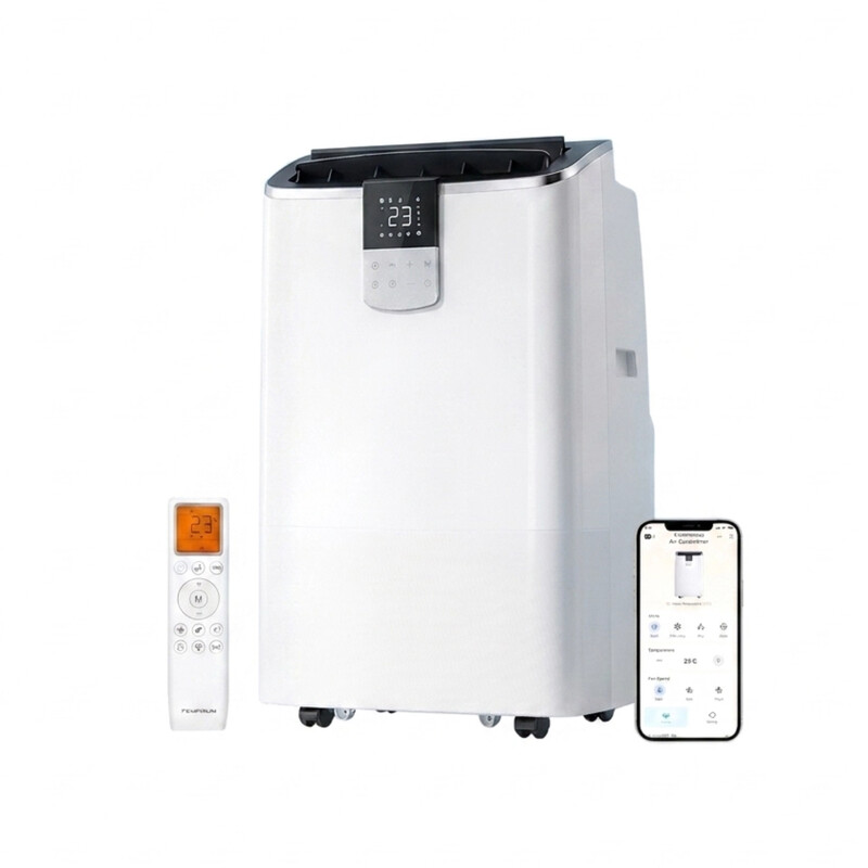 Temprium 14000 BTU mobile Klimaanlage, 4-in-1 smarte Klimaanlage mit WiFi & Sprachsteuerung, schnelle Kühlung für Räume bis zu 33 ㎡, automatische Oszillation, Fenster-Kit enthalten, Energieklasse A