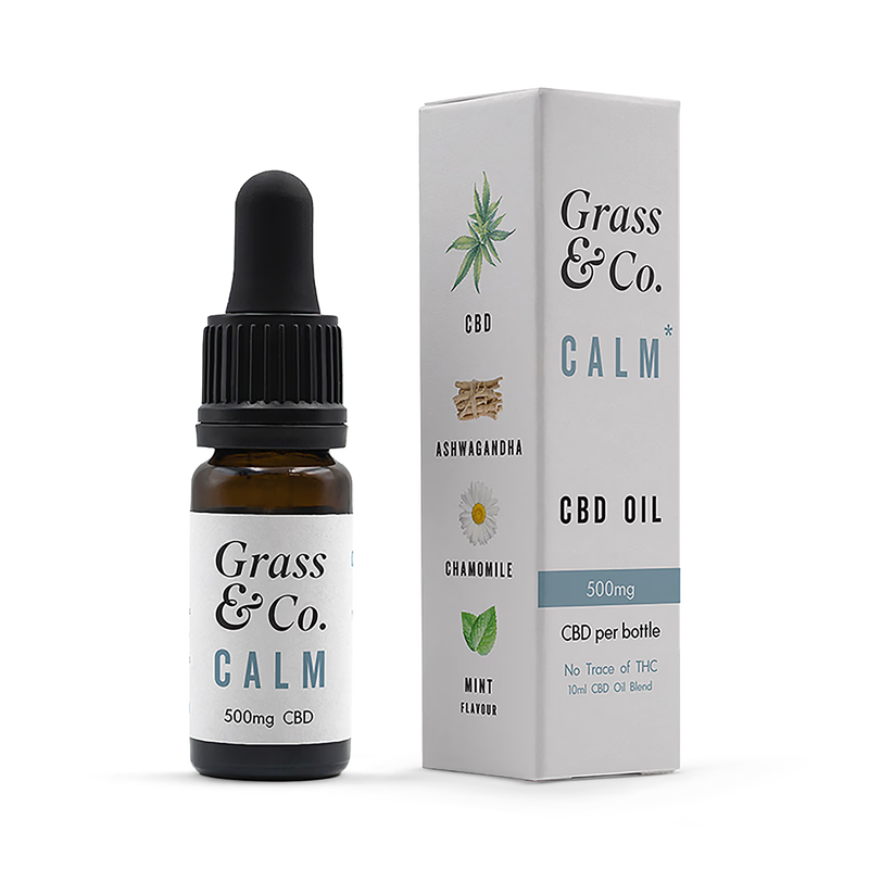 CALM 500mg CBD Oil with Ashwagandha Chamomile Mint & B Vitamins for Relaxation Mental