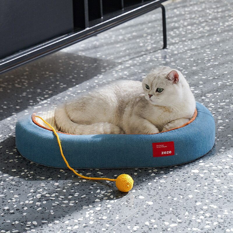 Denim & Jute Cat Scratching Pad, Durable Anti-Scratch, Claw Grinding Mat for Cats Dog