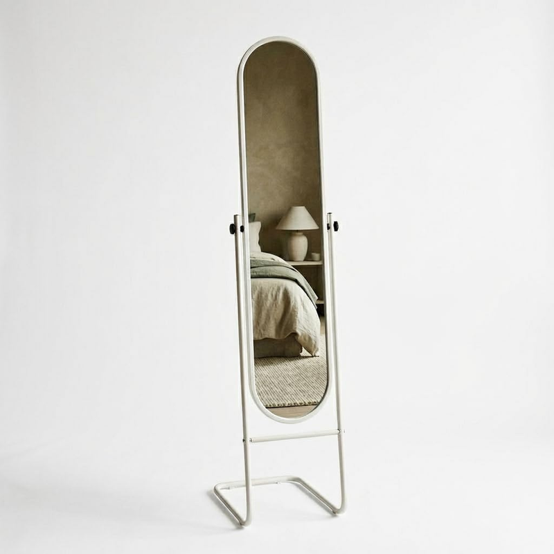 Harbour Housewares Full-Length Round Freestanding Mirror 153 cm x 30 cm - White
