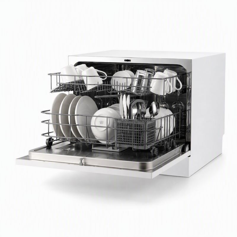 ochama Mini Tabletop Dishwasher, Freestanding, Counter‑Top Dishwasher, Holds 6 Standard Place Settings, 30‑Minute Quick Wash, 24‑Hour Delayed Start, 8 Major Functions