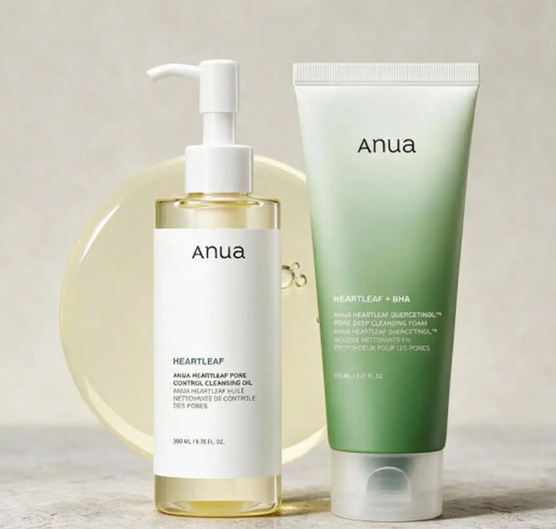 [Bestes Angebot] Anua Doppel-Reinigungsset: Heartleaf Porenkontrolle Reinigungsschaum 150 ml + Reinigungsöl - 200 ml