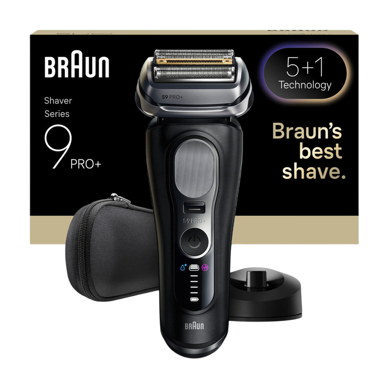 BRAUN Series 9 PRO+ Electric Shaver, 5+1 Ultra Thin Precision Blades, Pro SensoAdapt, Up to 60 Min, Charging Stand, Wet & Dry Razor for Men, 9610S, Black