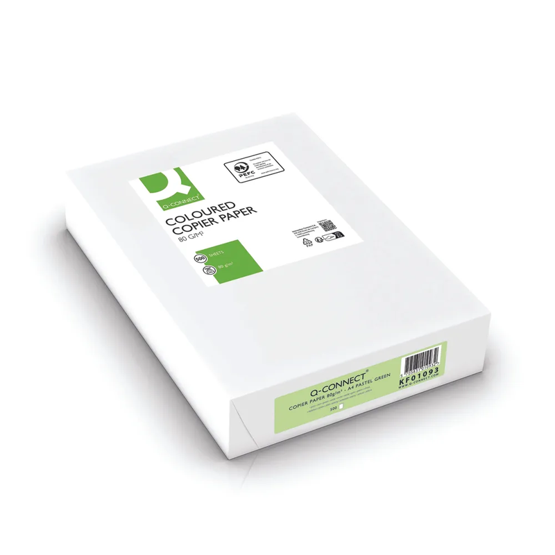 Q-Connect Light/Green A4 Copier Paper 80Gsm (Pack Of 500)