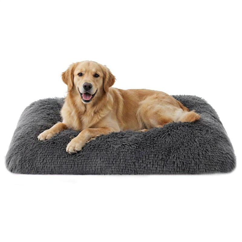Flauschiges Hundebett für große Hunde 74×53 M – waschbare rutschfeste Hundematratze titangrau