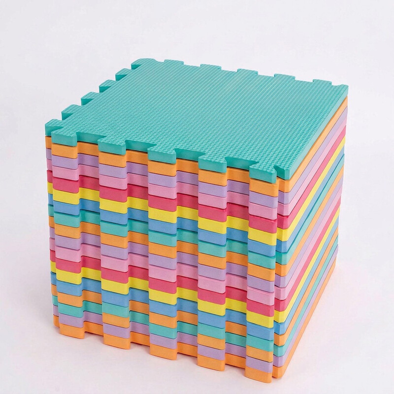 Benrita Interlocking Foam Floor Mats, 12x12 Inch, 18 Pack of Colorful EVA Foam Tiles for Kids Playroom & Play Gym
