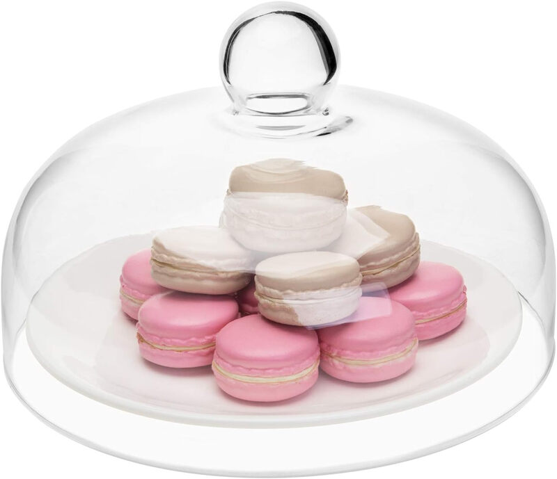 MyGift 8,7 Zoll runder Glas-Kuchenkuppeldeckel, Gebäckpräsentationskuppel mit Drehgriff, Kuchenständer-Deckel