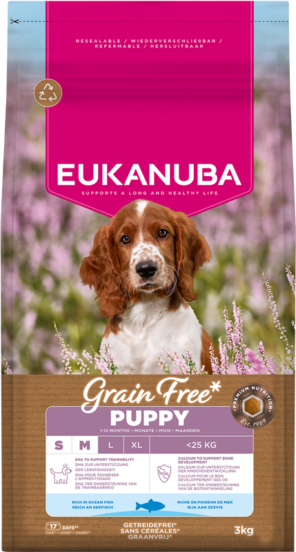 Eukanuba Graanvrij puppy hondenvoer voor kleine/middelgrote rassen met oceaanvis 3 kg