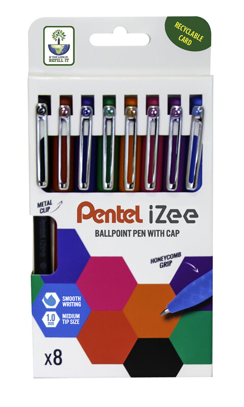 iZee Ballpoint 1.0mm Assorted Colours Pack of 8