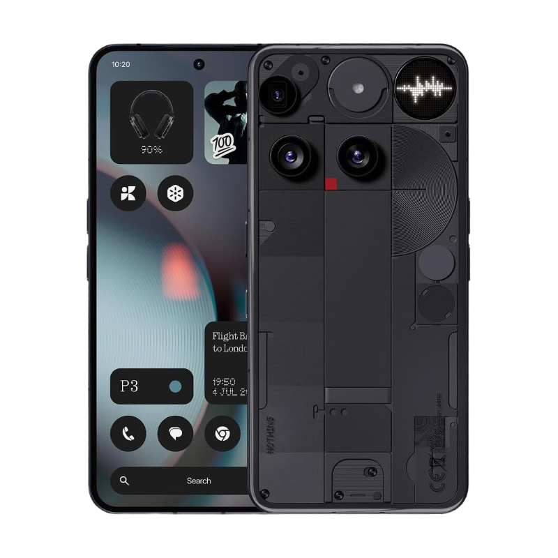 Nothing Phone 3 - Téléphone portable avec triple caméra 50 MP, batterie silicium-carbone 24 h, écran AMOLED 120 Hz de 6,67 pouces, Glyph Matrix, 16 Go + 512 Go - Noir