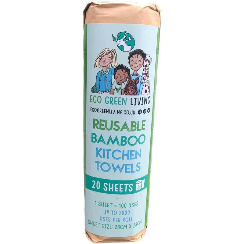 Reusable Kitchen Paper Towel Roll 20 Bamboo Sheets