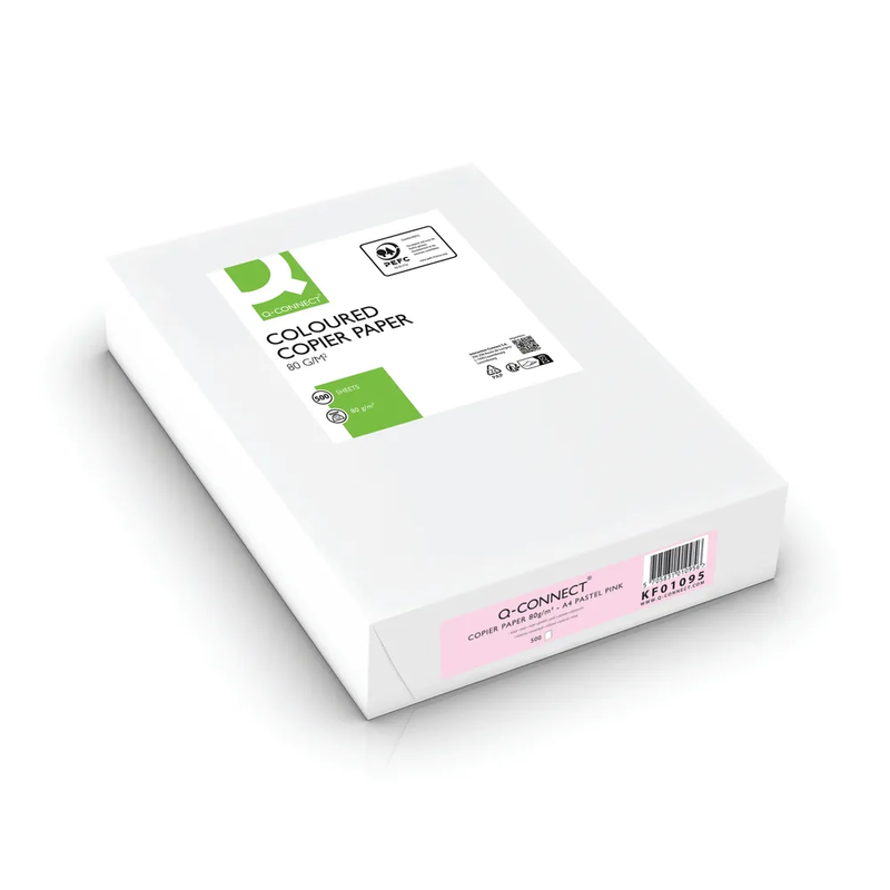 Q-Connect Pink A4 Copier Paper 80Gsm Ream (Pack Of 500)