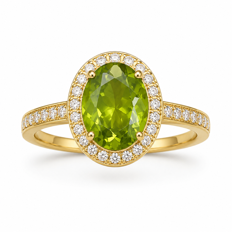 Verbex Peridot Zirconia Ring, Ring, Open Ring, Verstelbare Ring, Alle Seizoenen