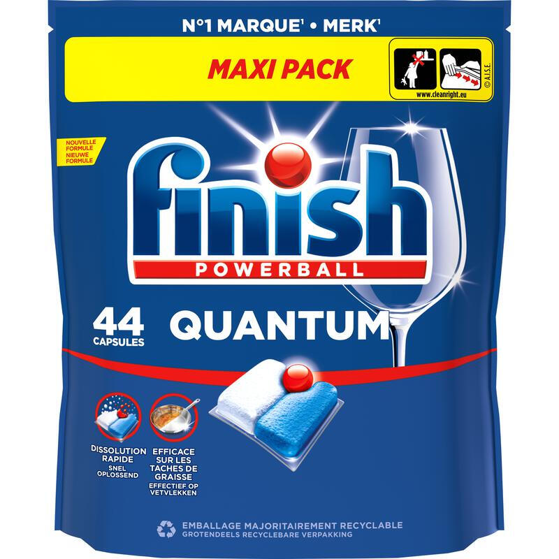 Finish Quantum Powerball All-in-1 Vaatwastabletten 3-Kamer Maxi Pack 44 Tabletten (44 Wasbeurten)