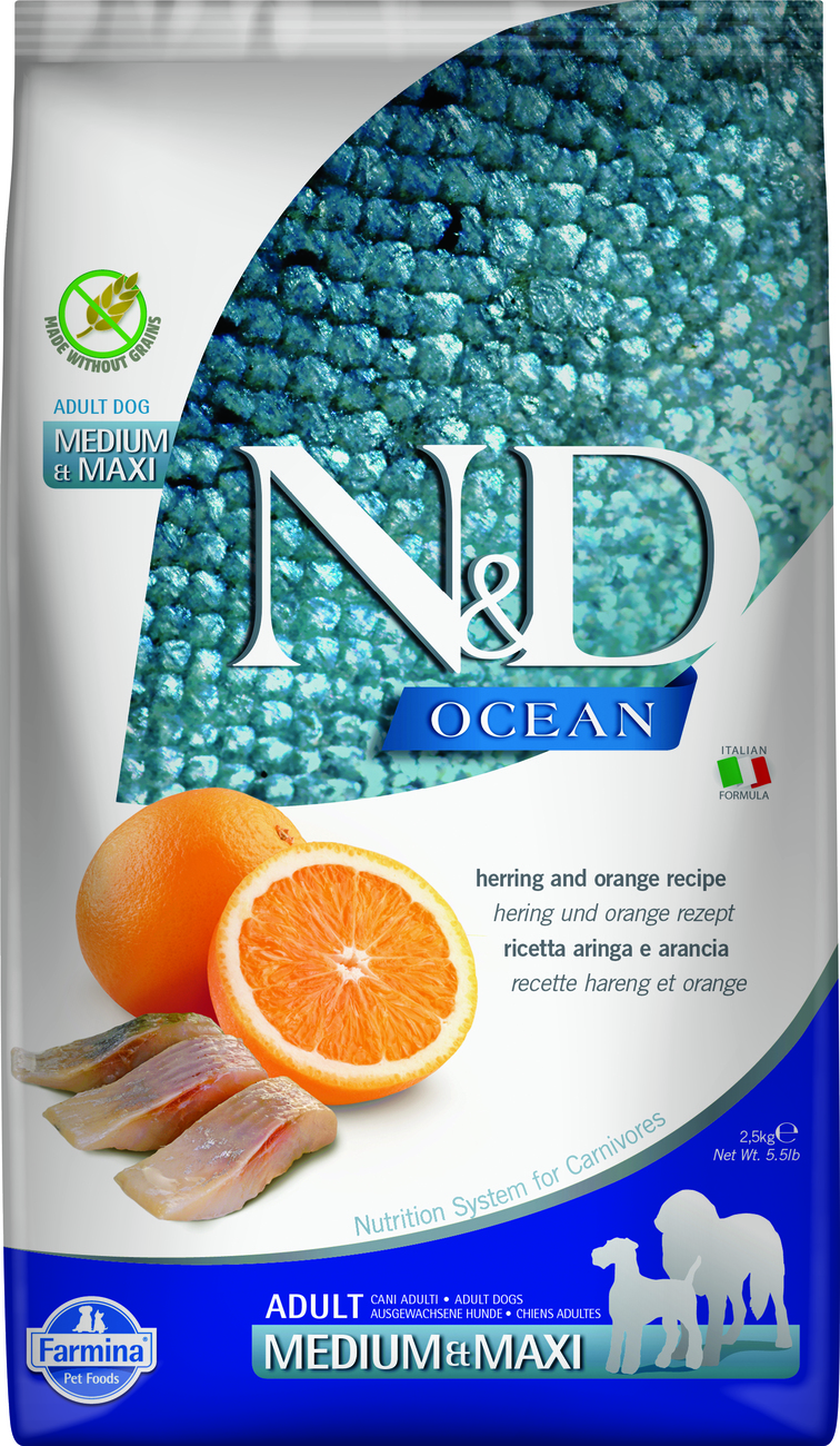 Farmina Ocean Hering & Orange Geschmack Adult Hundefutter (Mittelgroß/Groß) 2,5 kg