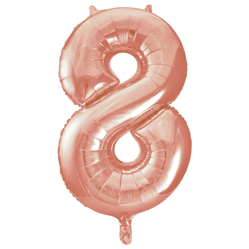 Unique Giant Number 8 Balloon, Rose Gold, 86cm