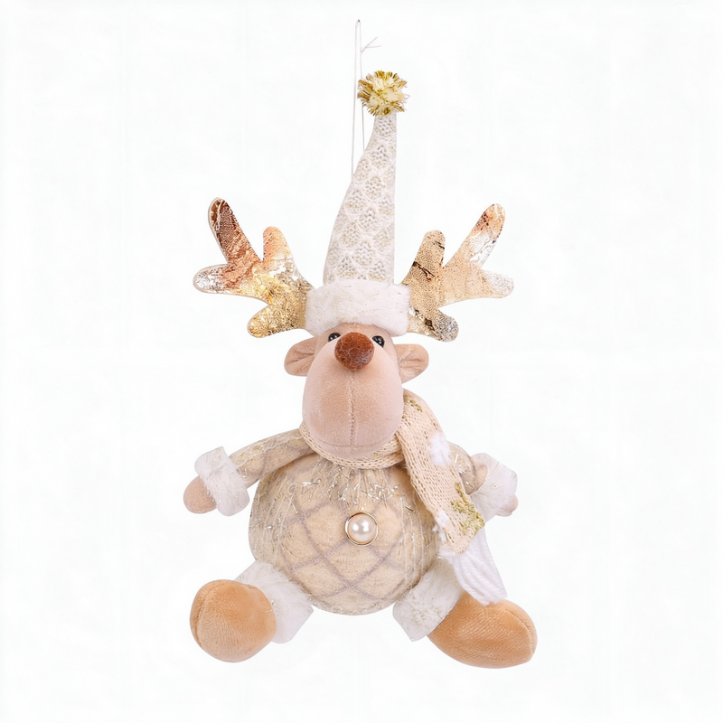 1 stuk kerstrendier met sjaal, sneeuwpoppenpop als cadeau, decoratie voor deur, raam, tafel en boom, feestdagen en kerstseizoen