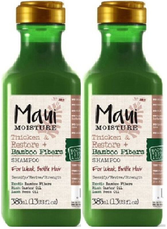 Maui Moisture Thicken & Restore + Bambusfasern Kräftigendes Shampoo und Conditioner-Set für geschmeidiges Übergangshaar