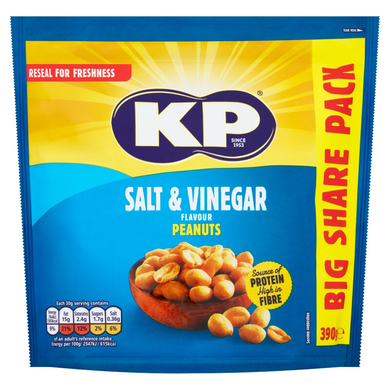 Kp Golden/White Snacks Salt & Vinegar Peanuts 390G