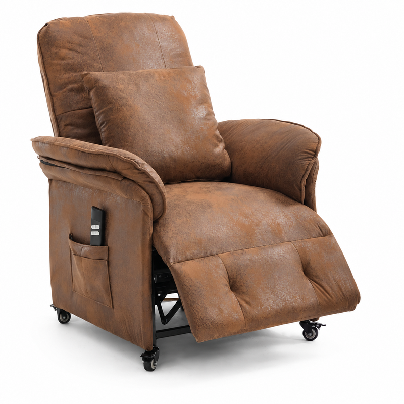 KAUFHOF Galeria Kaufhof Elektrischer Relaxsessel mit 2 Motoren, braun Cord | Elektrischer Relaxsessel mit unabhängig verstellbarer Rückenlehne & Fußstütze, 95°–175° neigbar, verriegelbare Rollen & 2 Seitentaschen