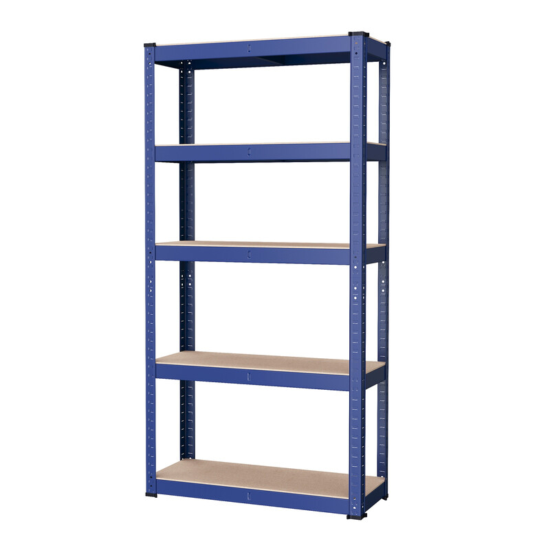 JOYFURNOS 5-Tier Freestanding Storage Shelf/Bookcase for Kitchen with Adjustable Blue Shelves, Garage Storage Organisation Unit