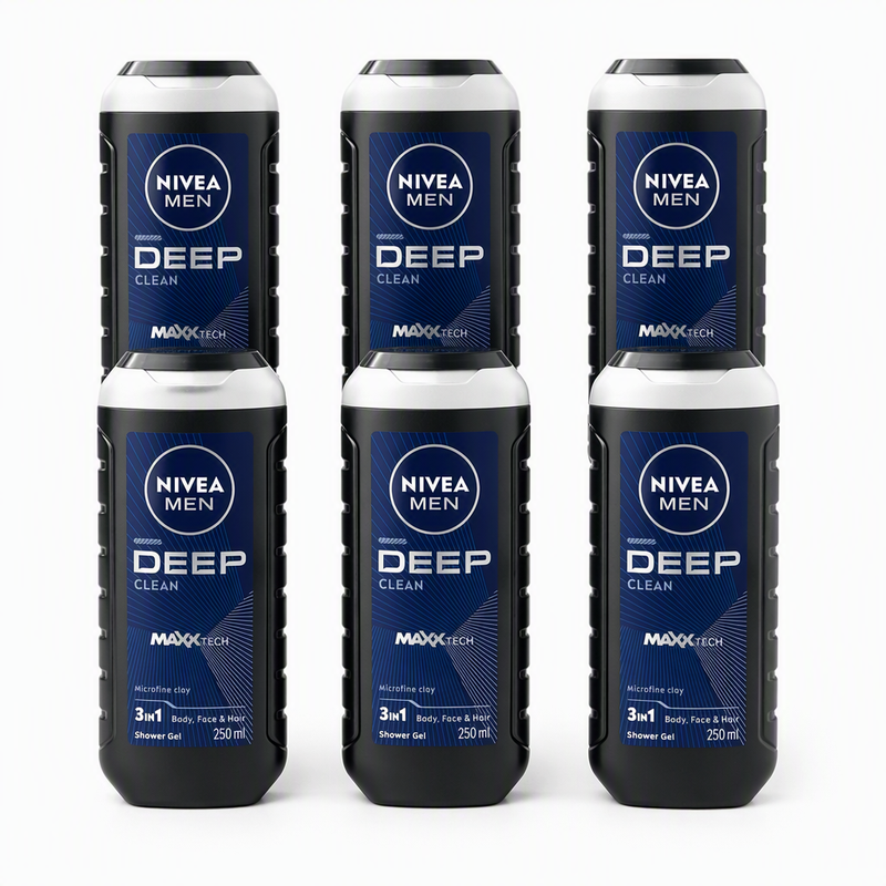 NIVEA Men diepe reiniging douchegel 250 ml (6-pack)