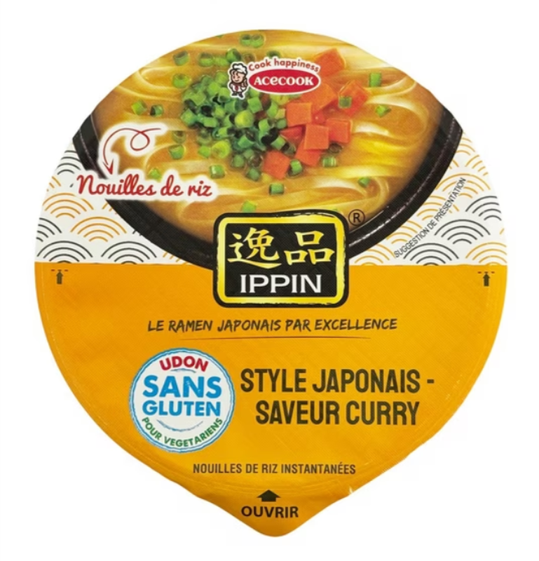 ACECOOK IPPIN Instant Curry Rice Noodles Bowl, 63g