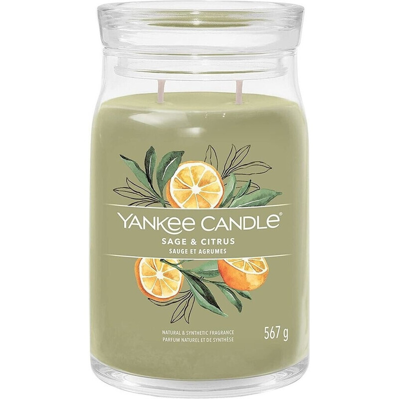 Yankee Candle Duftkerze für Zuhause im großen Glas, 'Sage & Citrus' - Frische Kräuter und Zitrusnote