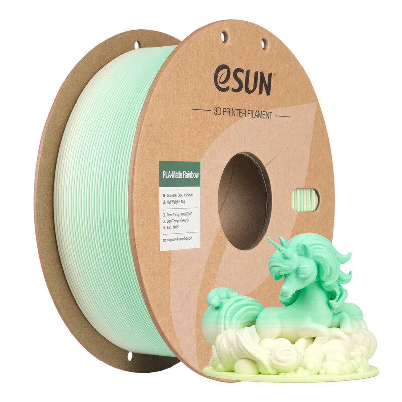 eSUN PLA Mat Regenboog 3D-printing Filament 1,75 mm - Geel Wit Aqua 1 kg, Hoge Snelheid Printen, Matte Textuur, Regenboogkleuren 3D-printing Materiaal Voor 3D FDM Printers