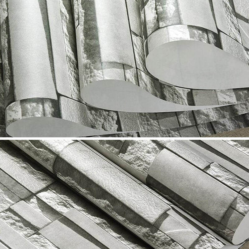 LIVINGANDHOME 10 m 3D rustikales Stein-Brick-Wandpapier, selbstklebend & abziehbar