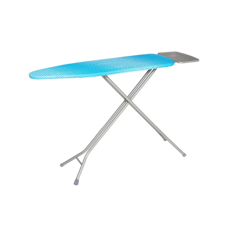 Addis Medium Ironing Board with Blue Polka Dot Cover, Ideal Compact Board 34x110cm for Safe Efficient Ironing