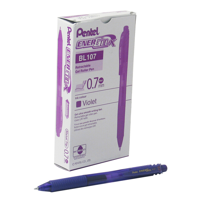EnerGel X 0.7 Retractable Gel Pen Violet Pack of 12