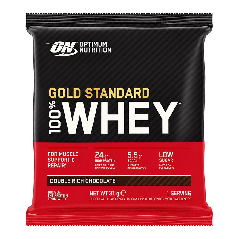 Optimum Nutrition Gold Standard 100% Wei-eiwitpoeder – 30 g zakje – Double Rich Chocolate