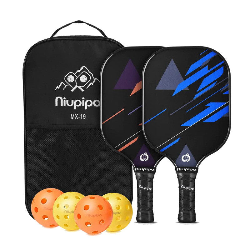 NIUPIPO Pickleball Paddles Set van 2 – Glasvezel Materiaal, Polypropyleen Honingraatkern, USAPA Gecertificeerd, Lichtgewicht Ontwerp, Comfortabele Grip, Ideaal voor Beginners en Gevorderde Spelers, MX-19