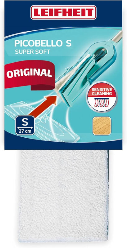Leifheit Original Wischpad Picobello S super Soft für hochempfindliche Böden, Leifheit Wischbezug mit spezieller Faserzusammensetzung, 27 cm breiter Wischbezug