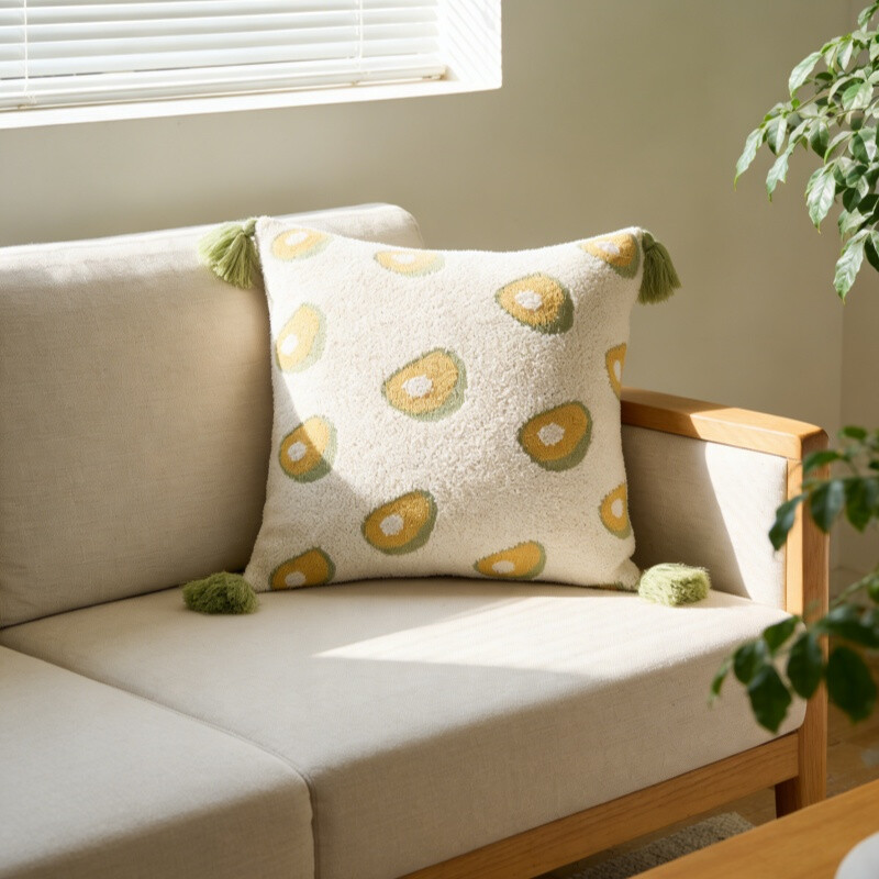 , Sherpa Acrylic Knit Cushion cover,50x50cm, avocado, 1pack