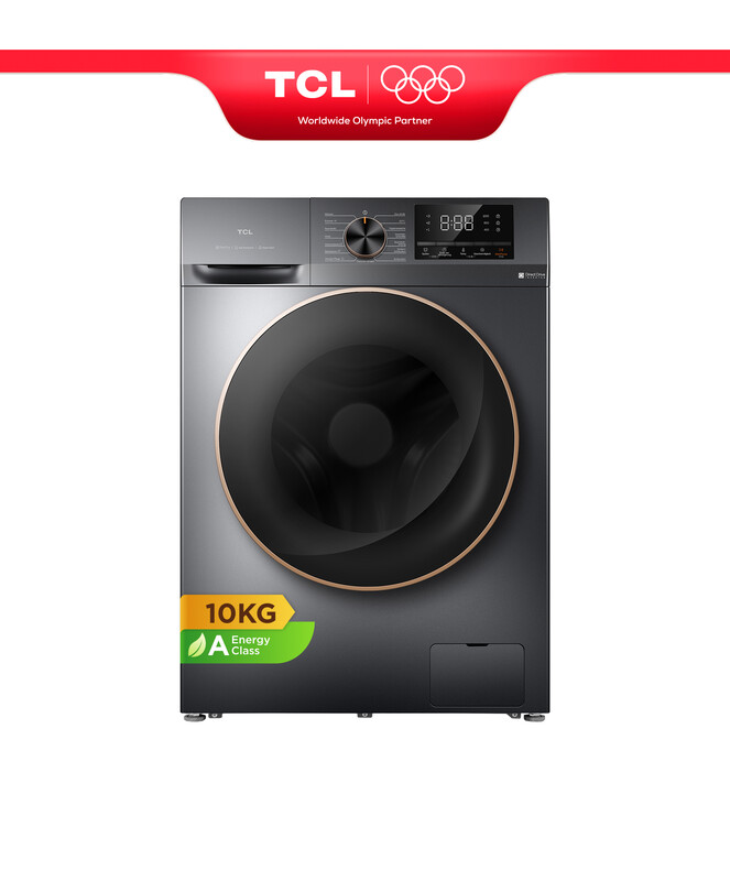 TCL Waschmaschine, 10 kg, Energieeffizienzklasse A mit Smart DD Motor, Bakterienbeseitigungssystem, Dampfwaschgang, Schnellwaschgang 15 Min., Kindersicherung, Endzeitvorwahl [Energieklasse A] FP2210SA0AMDE