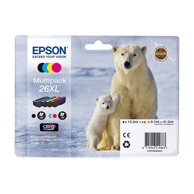 Epson Polar bear multipack 4 kleuren 26XL Claria Premium inkt
