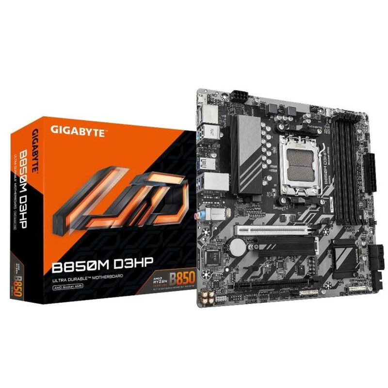 Gigabyte Carte Mère Micro-Atx B850m D3hp, Chipset Amd B850, Socket Am5, Ddr5 Jusqu'à 256 Gb, Pcie 5.0 X16, 2X Emplacements Ssd M.2, Gigabit Lan, Hdmi, Displayport