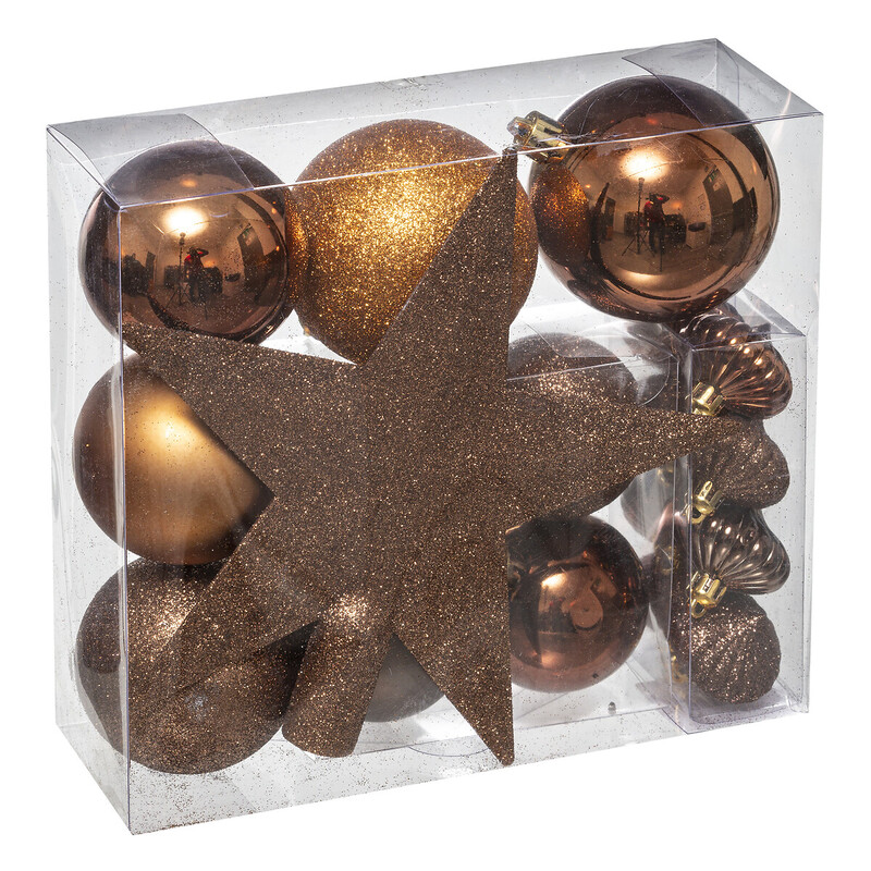 Atmosphera Lot de 18 boules de décoration pour sapin de Noël - Bronze