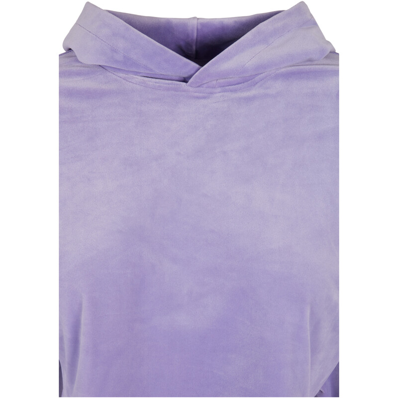 Urban Classics Damen Kurzer Samt Oversized Hoodie Lavendel