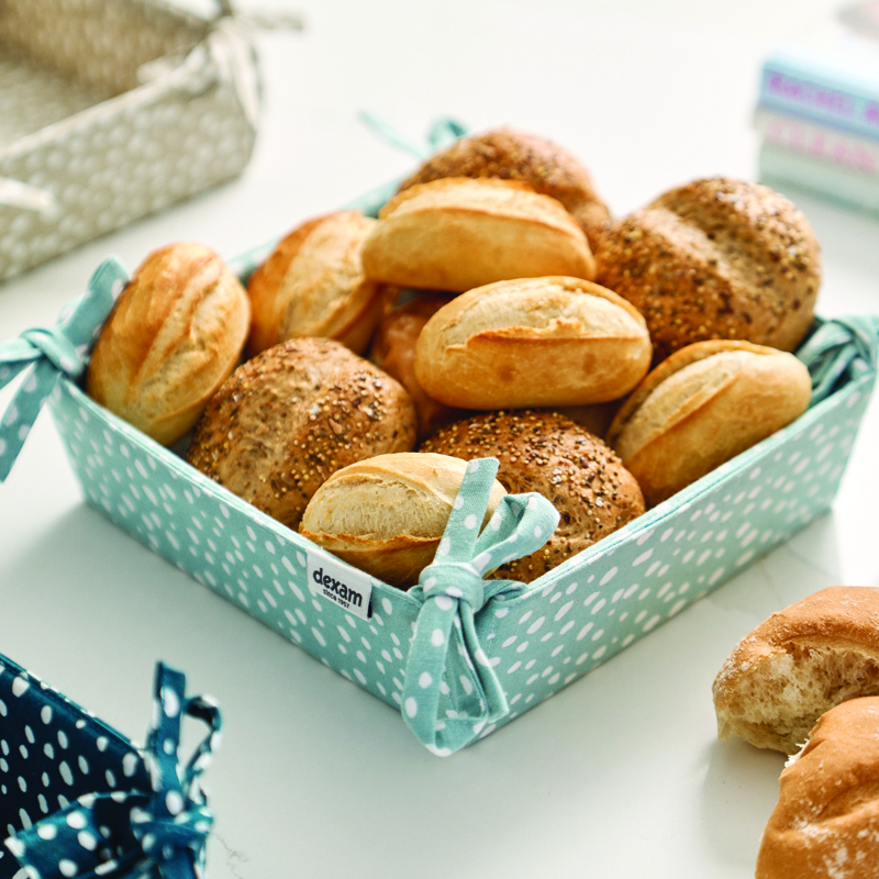 Fabric Bread Basket Sintra Spotted 100% Cotton Duck Egg