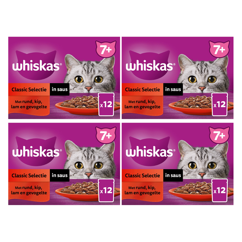Whiskas Nourriture humide pour chats seniors Sélection classique en sauce 7+ 12 x 85 g*4