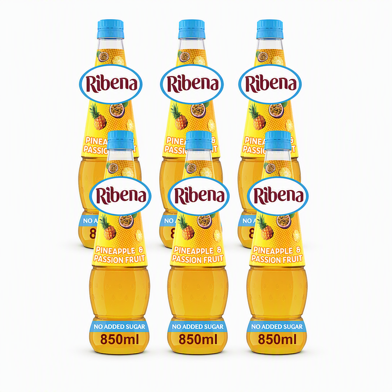 Ribena Pineapple and Passion Fruit Squash No Added Sugar 6 x 850ml