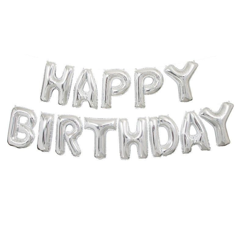 Unique Birthday Balloon Banner Kit, Silver