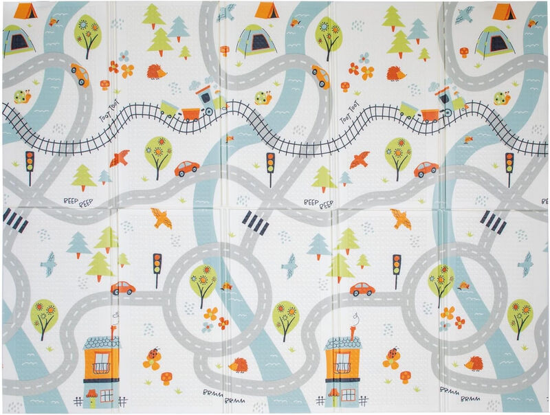 Nuby Tapis d'Éveil Réversible Tapis de Jeux Bébé Sécurisé Léger et Pliable Facile à Plier Ranger et Transporter avec Un Design Amusant 200x150x1cm Jeu Bébé et + - vue 4