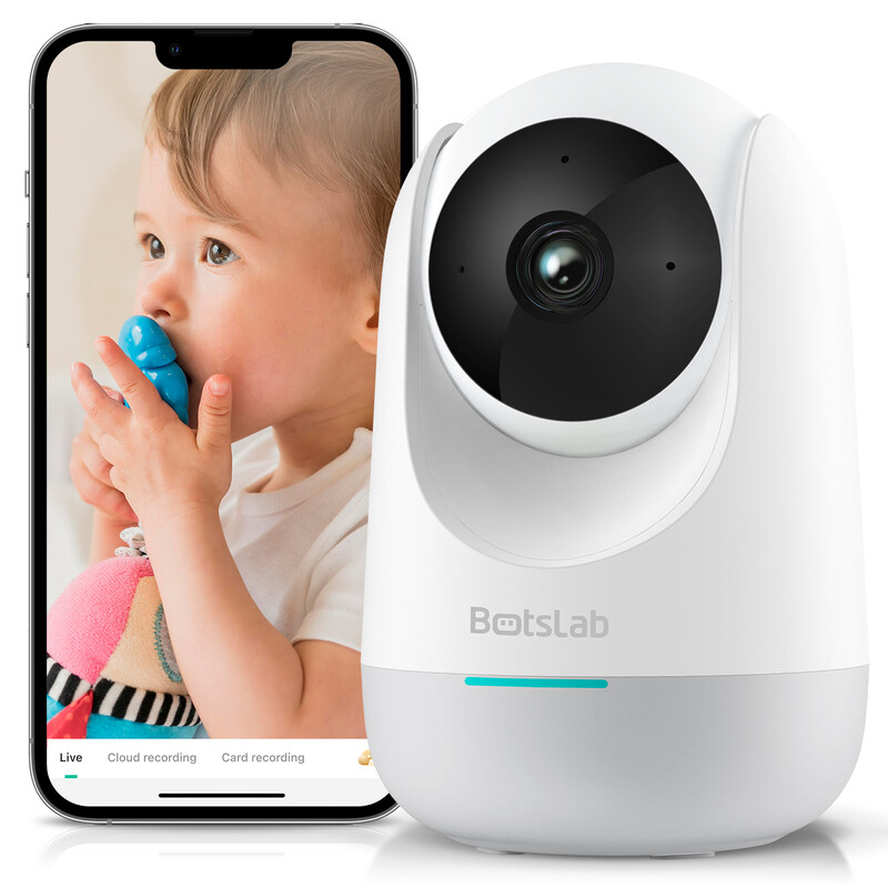 Botslab C212 Binnencamera 360 Graden 3 MP Beveiligingscamera met Verbeterd Nachtzicht Slimme Detectie AI Mensendetectie, Tweeweg Audio