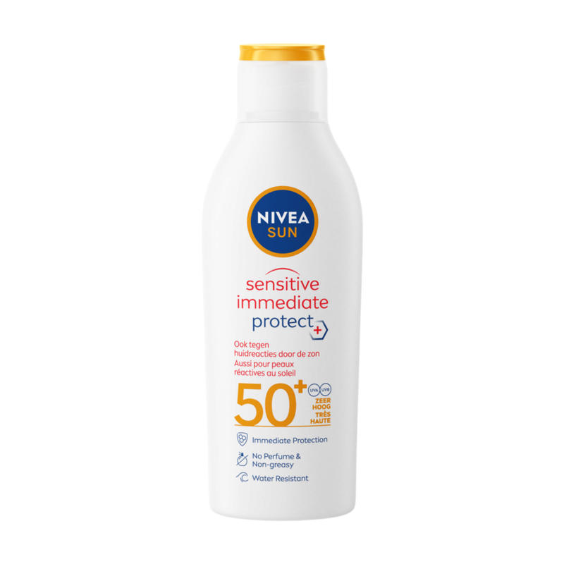 NIVEA Sun Sensitive direct beschermende zonnebrandmelk - gevoelige huid - SPF 50+ - met aloë vera en antioxidanten - voorkomt huidreacties - 200 ml