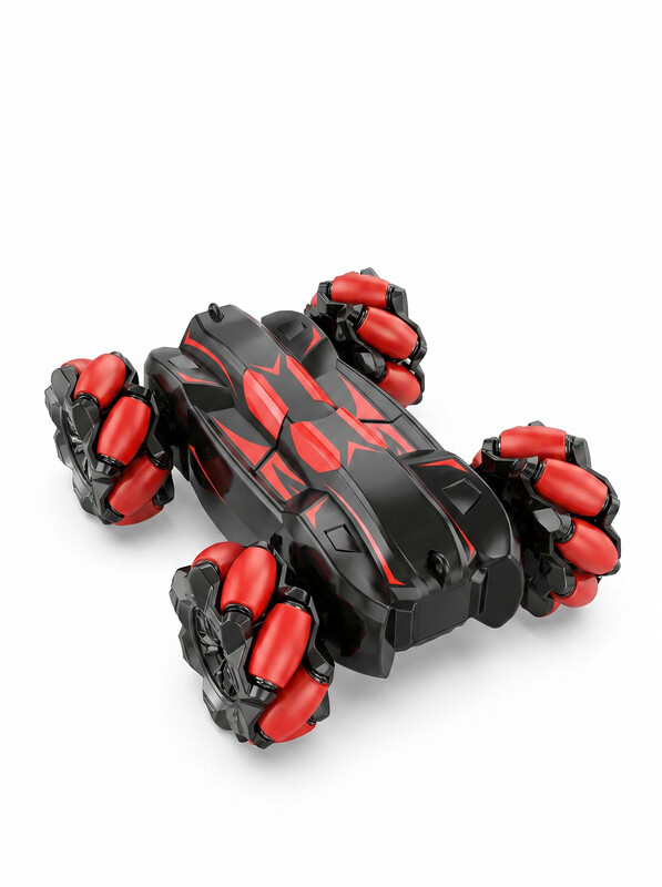 2,4 G RC stuntauto met mecanumwielen, 360° drift afstandsbestuurbare speelgoedauto voor kinderen vanaf 6 jaar, One Piece rood